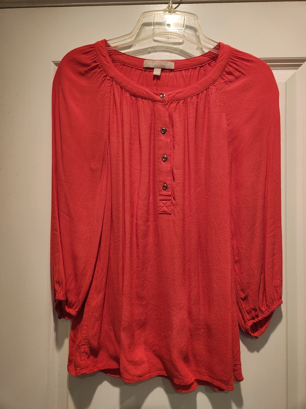 Banana Republic Coral Button-Front Peasant Blouse